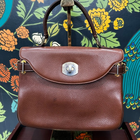 Bally Vintage Brown Leather Turn Lock Bag 1970s 1980s - Picture 3 of 12